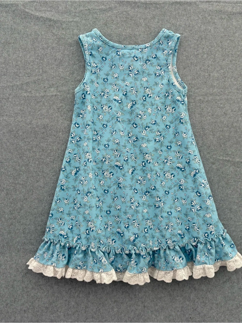 Sweet Honey Girls Blue Floral Ruffle Lace Pajamas Nightgown Size 4T